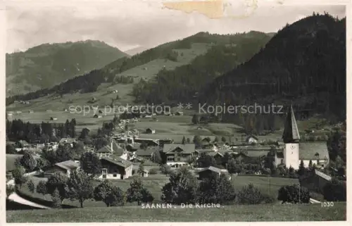 AK / Ansichtskarte Saanen BE Kirche Dorf Tal Berge Wiesen