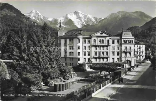 AK / Ansichtskarte INTERLAKEN BE Hotel-Eden Moench Jungfrau Berge Park Strasse