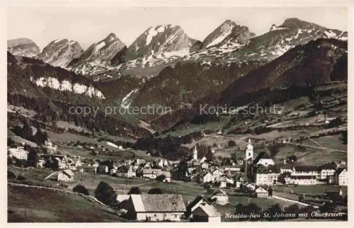 AK / Ansichtskarte Nesslau Toggenburg SG Churfirsten Dorf Kirche Berge Tal Toggenburg
