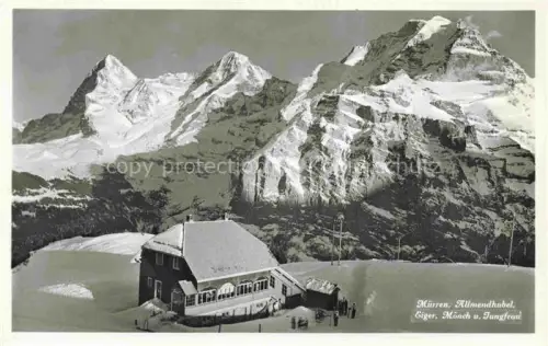 AK / Ansichtskarte Muerren BE Allmendhubel Eiger Moench Jungfrau Bergstation Schnee Berge
