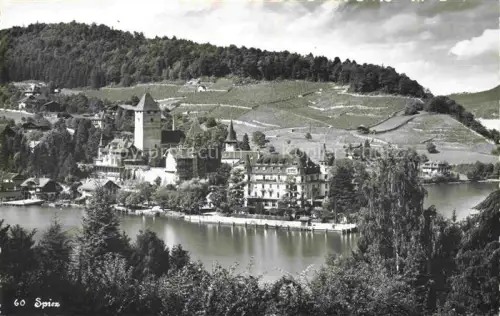 AK / Ansichtskarte SPIEZ Thunersee Niedersimmental BE Schloss Thunersee Weinberge Ortschaft Hotel Turm