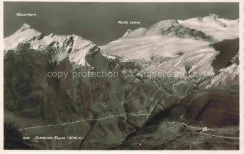 AK / Ansichtskarte Simplon-Kulm Col du Simplon 2005m VS Wasenhorn Monte-Leone Passstrasse Gletscher Schnee Berglandschaft