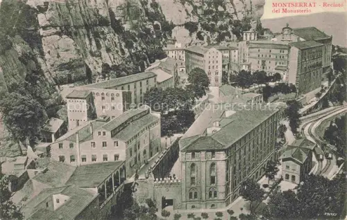 AK / Ansichtskarte Santa-Maria-de-Montserrat Kloster Monasterio Felsen Felsmassiv Luftbild Bergkloster Gebaeudekomplex Zahnradbahn