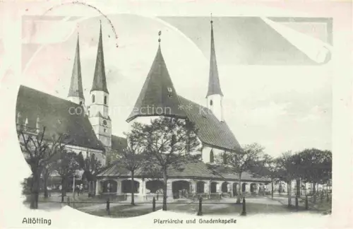 AK / Ansichtskarte ALToeTTING Bayern Pfarrkirche Gnadenkapelle Kirchturm Stiftskirche Platz Wallfahrt Baeume