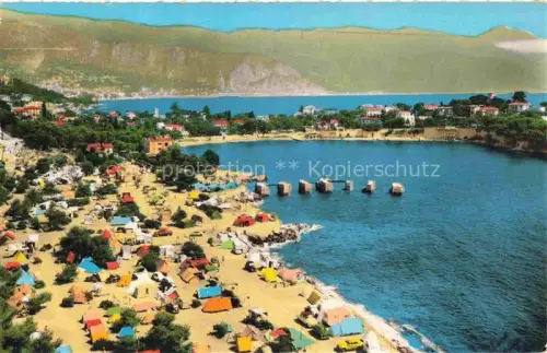 AK / Ansichtskarte Saint-Jean Cap-Ferrat NICE 06 Alpes-Maritimes Camping-Solemar Zelte Strand Bucht Berge Farbfoto Luftbild