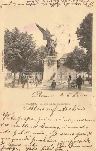 AK / Ansichtskarte ROANNE 42 Loire Monument-des-Combattants Denkmal Engel Park Passanten Baeume