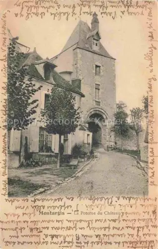 AK / Ansichtskarte MONTARGIS 45 Loiret Poterne-du-Chateau Schlosstor Turm Tor Allee Baeume Kopfsteinpflaster Rue-Grand-Didier