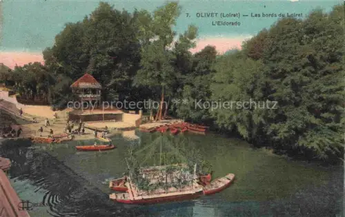 AK / Ansichtskarte Olivet  ORLEANS 45 Loiret Bords-du-Loiret Eldorado Pavillon Fluss Boote Handkoloriert Festschmuck Ausflug