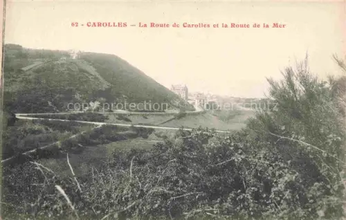 AK / Ansichtskarte CAROLLES-PLAGE Avranches 50 Manche Route-de-Carolles Route-de-la-Mer Kueste Huegel Strassenwindung Vegetation Villa Meer