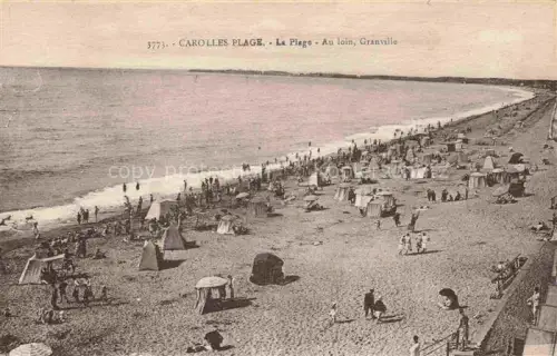 AK / Ansichtskarte CAROLLES-PLAGE Avranches 50 Manche La-Plage Badegaeste Strandkabinen Meer Granville Sandstrand