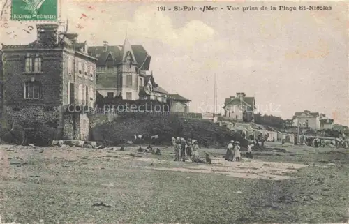 AK / Ansichtskarte SAINT-PAIR-SUR-MER Kairon-sur-Mer AVRANCHES 50 Manche Plage-St-Nicolas Strand Villen Mauer Badegaeste Hotel-de-France