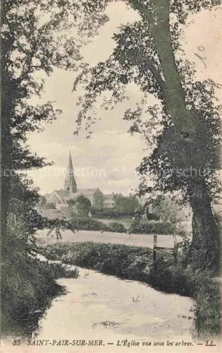AK / Ansichtskarte SAINT-PAIR-SUR-MER Kairon-sur-Mer AVRANCHES 50 Manche L Église Kirchturm Baeume Bach Wiese