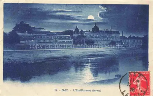 AK / Ansichtskarte DAX 40 Landes Etablissement-thermal Nachtaufnahme Mondlicht Adour Thermalgebaeude Spiegelung