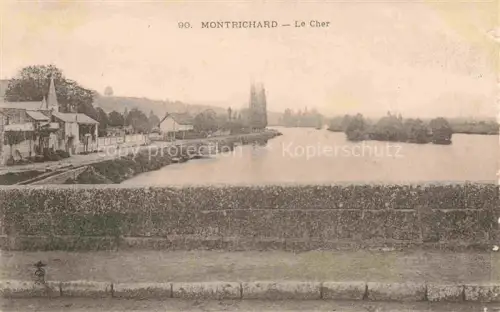 AK / Ansichtskarte Montrichard BLOIS 41 Loir-et-Cher Cher Fluss Ufer Brueckenmauer Kirche Baeume Pappeln