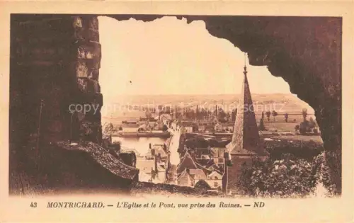 AK / Ansichtskarte Montrichard BLOIS 41 Loir-et-Cher Eglise Pont Bruecke Kirchturm Cher Ruinen Stadtansicht