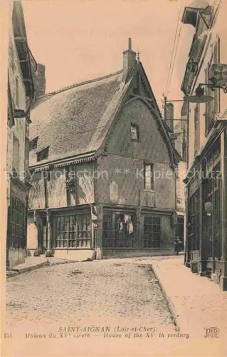 AK / Ansichtskarte Saint-Aignan  41 Loir-et-Cher Maison-du-XVe-siecle Fachwerkhaus Gasse Kopfsteinpflaster Mittelalter Erker