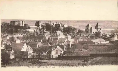 AK / Ansichtskarte Saint-Aignan  41 Loir-et-Cher Stadtansicht Burg Kirche Daecher Weinberge Suedseite