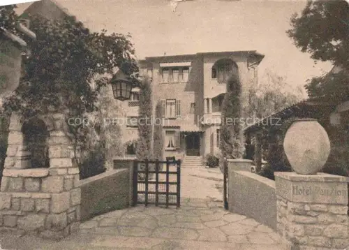 AK / Ansichtskarte JUAN-LES-PINS Antibes 06 Alpes-Maritimes Logis-Pension-La-Marjolaine Hotel-Don-Noe Eingang Tor Garten Laterne