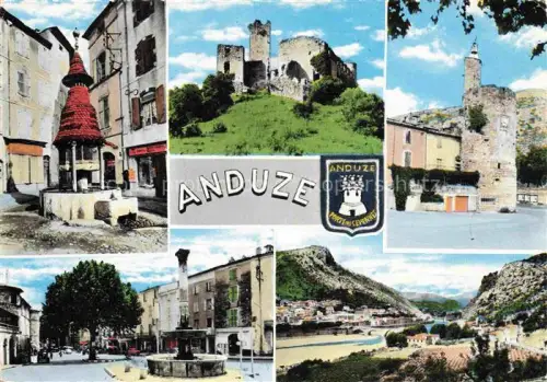 AK / Ansichtskarte Anduze ALES 30 Gard Fontaine-Pagode Château-de-Tornac Tour-de-l Horloge Fontaine-Pradier Plan-de-Brie Burg Panorama Fluss