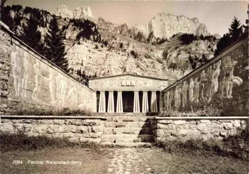 AK / Ansichtskarte Paxmal Walenstadtberg Sarganserland SG Paxmal Denkmal Fresken Saeulen Tempel Felsen Berge Skulpturen