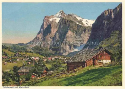AK / Ansichtskarte Grindelwald BE Wetterhorn Berge Alpen Tal Chalet Gletscher Dorf Wiesen
