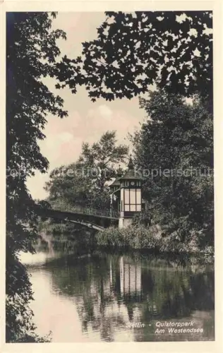 AK / Ansichtskarte Stettin SZCZECIN Pommern PL Quistorppark Westendsee Bruecke Pavillon Teich Baeume Park