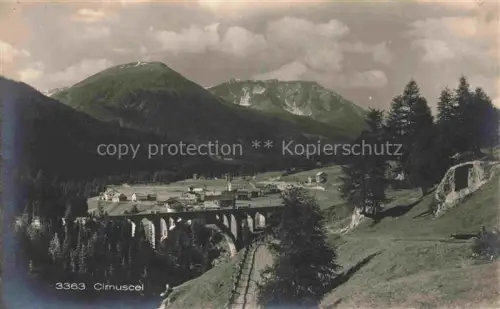 AK / Ansichtskarte Cirnuscel Pontresina GR Viadukt Eisenbahnviadukt Dorf Berge Wald Tal Alpen
