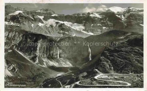 AK / Ansichtskarte Klausenpass 1948m UR Teufelsstoecke Clariden Passstrasse Bergpass Gletscher Berge Felsen Kurve