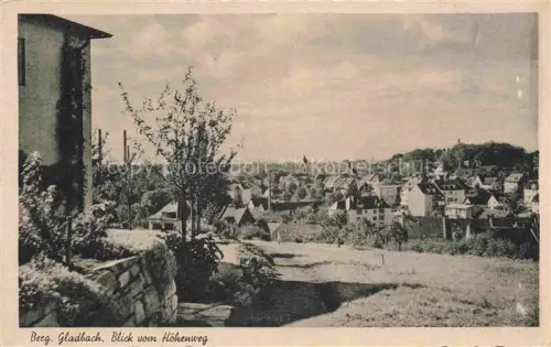 AK / Ansichtskarte BERGISCH-GLADBACH NRW Hoehenweg Stadtpanorama Wohnhaeuser Gaerten Kirche Huegel S/W