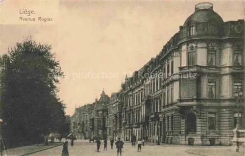 AK / Ansichtskarte LIEGE  Luettich Luik Belgie Avenue-Rogier Gruenderzeitgebaeude Boulevard Buergersteig Passanten Baeume