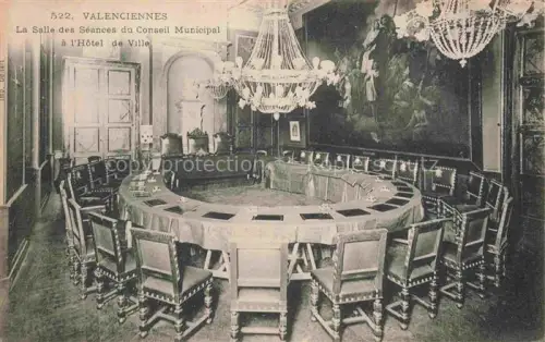 AK / Ansichtskarte VALENCIENNES 59 Nord Salle-des-Séances Conseil-Municipal Hôtel-de-Ville Rathaus Sitzungssaal Kronleuchter Gemaelde Konferenztisch