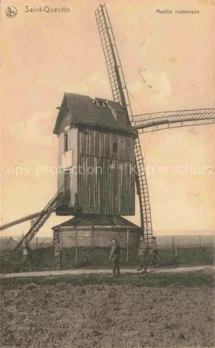 AK / Ansichtskarte ST-QUENTIN SAINT-QUENTIN 02 Aisne Moulin-historique Windmuehle Soldaten Holzwindmuehle Bockwindmuehle Felder