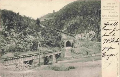 AK / Ansichtskarte MITROVICA Kosovska Mitrovica Kosovo Tunnel Katschanik Eisenbahn Bruecke Strecke-ueskueb-Mitrovitza Berge Wald Bahnlinie