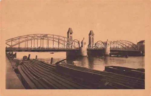 AK / Ansichtskarte Stettin SZCZECIN Pommern PL Baumbruecke Stahlbogenbruecke Oder Fluss Tuerme Boote Hafen