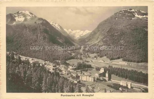 AK / Ansichtskarte Pontresina Maloja GR Rosegtal Bergtal Hotel Wald Berge Gletscher Tal