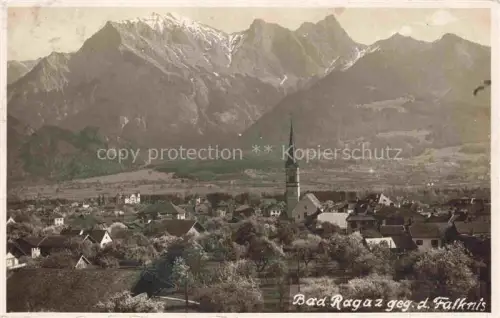 AK / Ansichtskarte Bad Ragaz Ragatz SG Falknis Bergpanorama Kirchturm Dorf Tal Berge