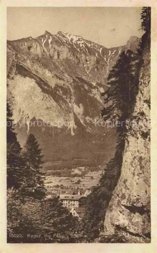 AK / Ansichtskarte Ragaz Bad SG Falknis Berge Tal Dorf Hotel Felsen Baeume