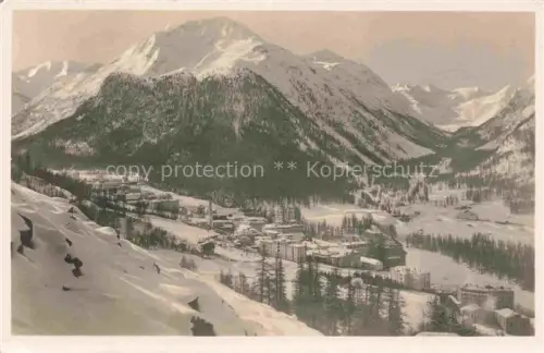 AK / Ansichtskarte Pontresina Maloja GR Pontresina Winter Schnee Berge Wald Dorf Hotels Engadin