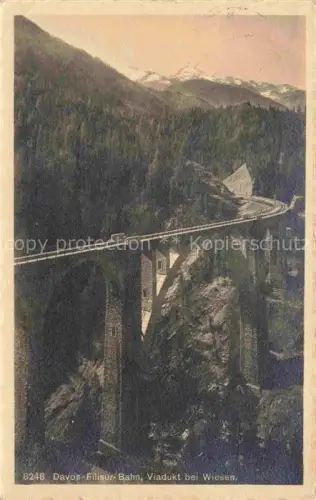 AK / Ansichtskarte Wiesener Viadukt Wiesner Viadukt Wiesen Albula GR Davos-Filisuer-Bahn Viadukt Eisenbahn Bruecke Schlucht Wald Berge Kurve