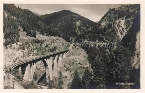 AK / Ansichtskarte Wiesner Viadukt Wiesener Viadukt Wiesen Albula GR Wiesner-Viadukt Eisenbahn Bruecke Schlucht Wald Berge Rhaetische-Bahn