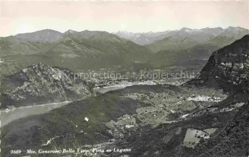 AK / Ansichtskarte LUGANO Lago di Lugano TI Mte-Generoso Bella-Vista Lago-di-Lugano Luftaufnahme Berge Tal Stadt See