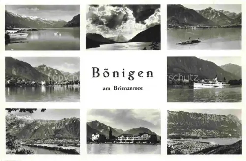 AK / Ansichtskarte Boenigen Brienzersee BE Brienzersee See Berge Dampfschiff Ortschaft Mehrbildkarte