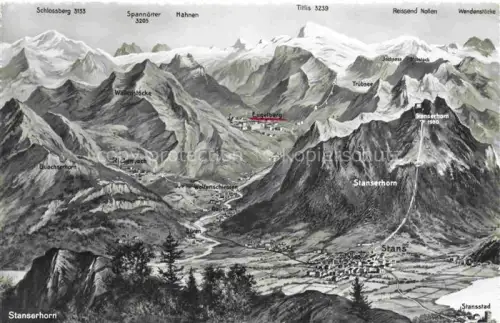AK / Ansichtskarte Stanserhorn 1898m  Alpnach NW Stanserhorn Engelberg Titlis Panorama Stansstad Rickenbach Berge Tal