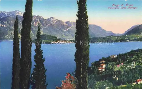 AK / Ansichtskarte Bellagio Lago di Como IT Lago-di-Como See Berge Zypressen Halbinsel Panorama Villen