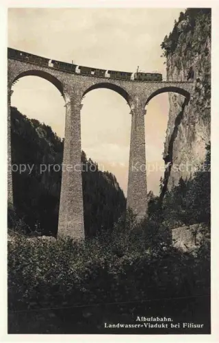 AK / Ansichtskarte Filisur Albula GR Albulabahn Landwasser-Viadukt Eisenbahn Viadukt Schlucht Zug