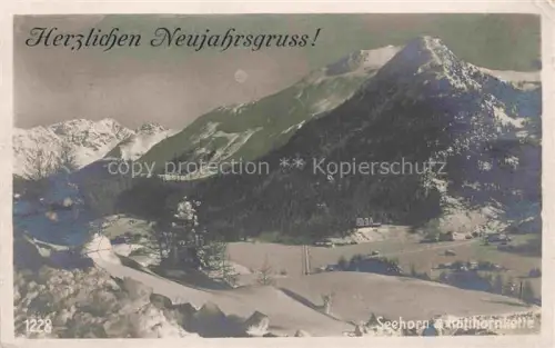 AK / Ansichtskarte Seehorn Davos GR Seehorn Raetihorn Davos Winter Schnee Berge Tal Neujahrsgruss