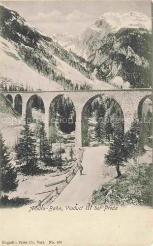 AK / Ansichtskarte Preda Albula GR Albula-Bahn Viadukt Eisenbahn Bruecke Bergtal Wald Schnee