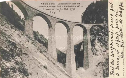 AK / Ansichtskarte Alveneu Alvaneu Bad GR Albula-Bahn Landwasser-Viadukt Viadukt Eisenbahn Pfeiler Schlucht Berge