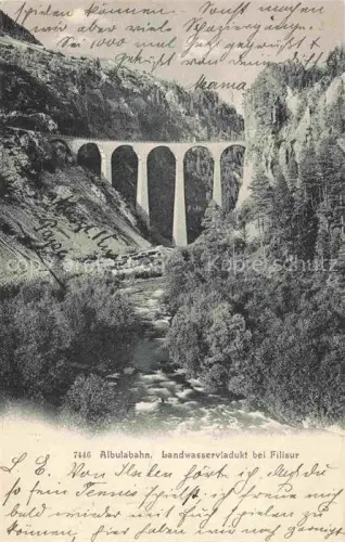 AK / Ansichtskarte Filisur Albula GR Albula-Bahn Landwasser-Viadukt Viadukt Fluss Schlucht Wald Berge