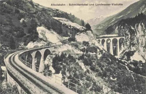 AK / Ansichtskarte Filisur Albula GR Albula-Bahn Schmittentobel Landwasser-Viadukt Viadukt Eisenbahn Zug Berge